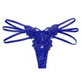 thumbnail image 6 of JDEFEG Firm Control Panties for Women Panties Low Waist Ribbon Transparent Lace Panties Hollow Bow Thong Ruffle Boy Shorts Women Lace Blue One Size, 6 of 7