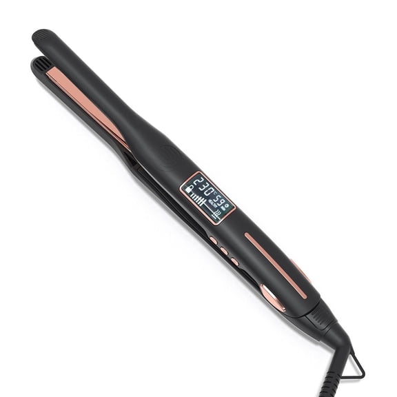3/10 Inch Pencil Flat Iron, Hair Straightener and Curler for Short Hair Pixie Cut Bangs & Edge Styling, 15 Heat Settings Ceramic Floating Plates Dual Voltage
