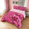 thumbnail image 3 of Manfei Fashion Leopard Camo King Size Comforter Sets, Contemporary Art Animal Print Comforters King Size, Deep Pink, Pink Reversible, 3 Pieces, 1 Comforter and 2 Pillowcases, 3 of 7