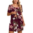 thumbnail image 2 of zanvins Shorts Athlétiques pour Femmes 2 Pcs Ensemble de Pyjamas Confortables à Col Rond Manches Courtes pour la Maison, 2 of 6