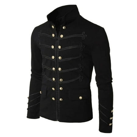 DPTALR Men's Coat Jacket Gothic Embroider Button Coat Uniform Costume ...