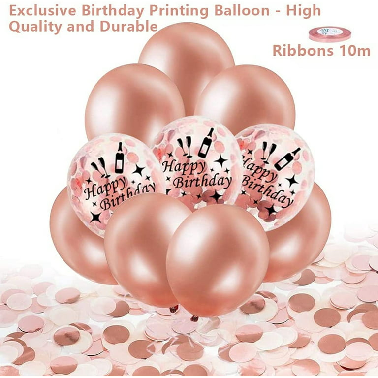 YANSION Rose Gold Birthday Party Decorations for Women Girls, Rose Gold  Balloons Happy Birthday Banner Tablecloth Paper Pom Poms Foil Fringe  Curtain for Women Rose Gold Party Supplies 