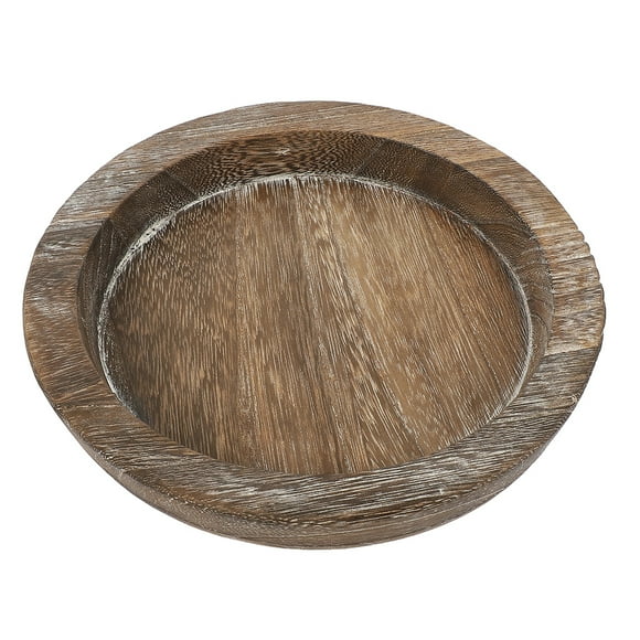 Rustic Candle Tray 11.2inch Round Wood Tray Decorative Plate Coffee Table Centerpiece Wood Candlestick Holders Candle Display Board
