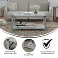 thumbnail image 6 of BizChair Modern Farmhouse Wooden 2 Tier Coffee Table with Black Metal Corner Accents and Cross Bracing, Aspen Gray, 6 of 11