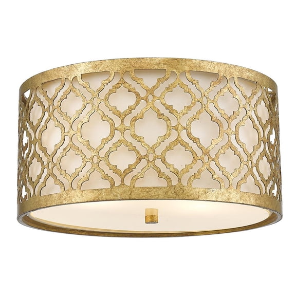 Lucas McKearn Arabella 16" 2-Light Metal Flush Mount in Distressed Gold