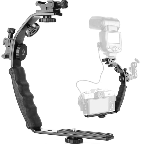 Soporte para cámara en L, soporte de vídeo ChromLives, con doble flash