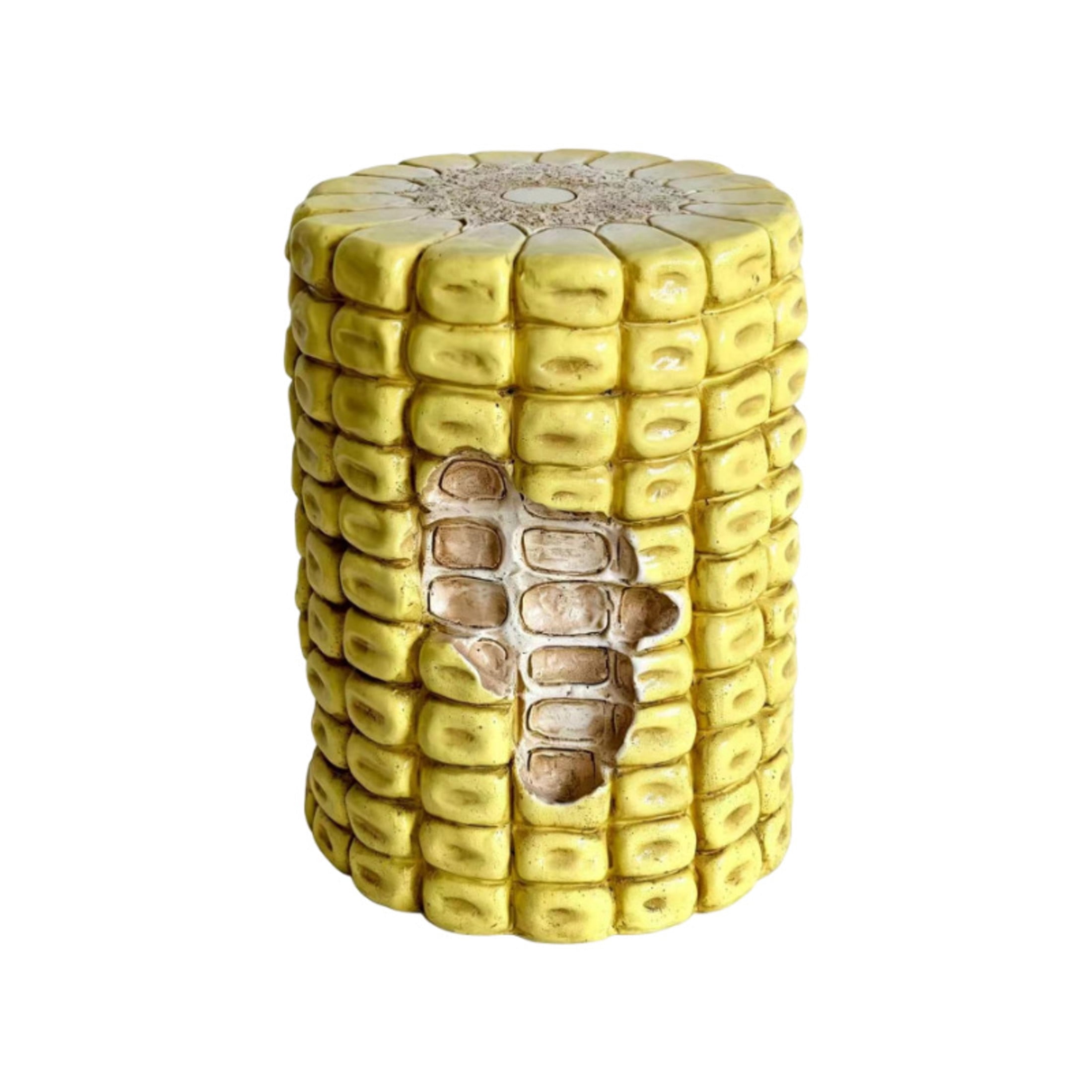Noble House Novelty Corn Stool, Cute Fairy Decorative Statue, Outdoor Creative Figurine Seat for Patio, Garden, Yellow