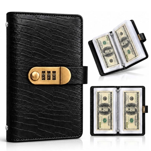 100 Lockable Savings Notebook, Password Protected Money Saving Journal, Budget Planner Notebook for Household Finance Money Management