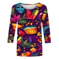 thumbnail image 4 of xixinqiwan Mardi Gras Shirts for Women Plus Size,Women Casual Crew Neck Loose Blouse Gold Green Purple Masquerade Party Outfit Costume, 4 of 6
