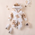 thumbnail image 2 of Staki Infant Baby Girls Clothing Zipper Hooded Jumpsuit Romper Long Sleeve Outfit Fall Winter Warm Clothes 0-18M(White,12-18 Months), 2 of 5