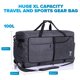 thumbnail image 2 of Bolsa de viaje Bago Rolling con ruedas, impermeable, 100 litros, color negro nieve, 2 of 6