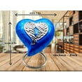thumbnail image 6 of Heart Cremation Blue Urn for Human Ashes Adult | Funeral Decorative Angel Wings Urn for Women and Men Carefully Handcrafted Keepsake Cremation Heart Shaped Urn Comes with Stand & Gift Box (Sky Blue), 6 of 9