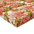 thumbnail image 4 of Ambesonne Peony Pattern Fitted Sheet, Vintage Color Flowers, California King, Coral and Pale Olive Green, 4 of 5
