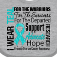 thumbnail image 4 of Inktastic Ovarian Cancer I Wear Teal Ribbon Tribute Boys or Girls Baby Bib, 4 of 4
