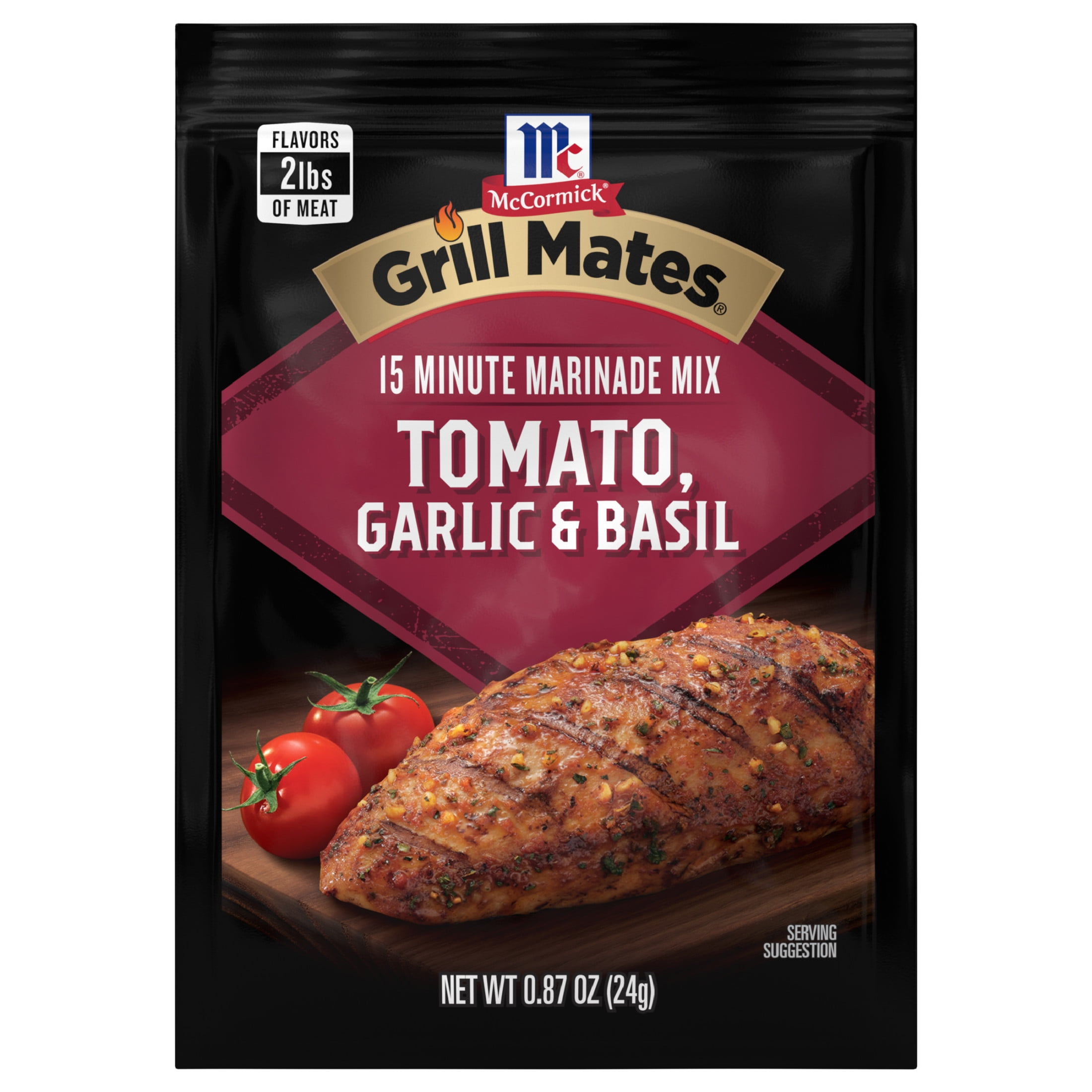 (12 pack) McCormick Grill Mates Tomato, Garlic & Basil Marinade Mix, 0.87 oz Packet