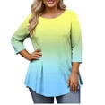 thumbnail image 1 of RXMEKW T-Shirt pour Femmes Coupe Ample Décontracté Manches 3/4 Col Rond Imprimé Haut Grande Taille pour Usage Quotidien et Printemps, 1 of 6