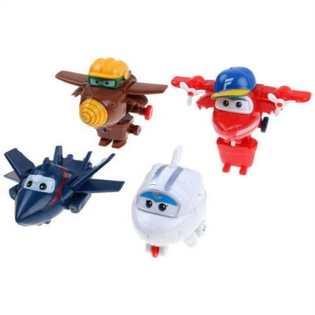 Zoiuytrg Mini Super Wings Transforming Airplane Play Vehicle, Plastic, 4 Pcs Set