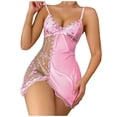 thumbnail image 2 of Camisón corto de mujer con tirantes, bordado floral y espalda descubierta, de malla transpirable, pijama de poliéster para mujer, 2 of 4