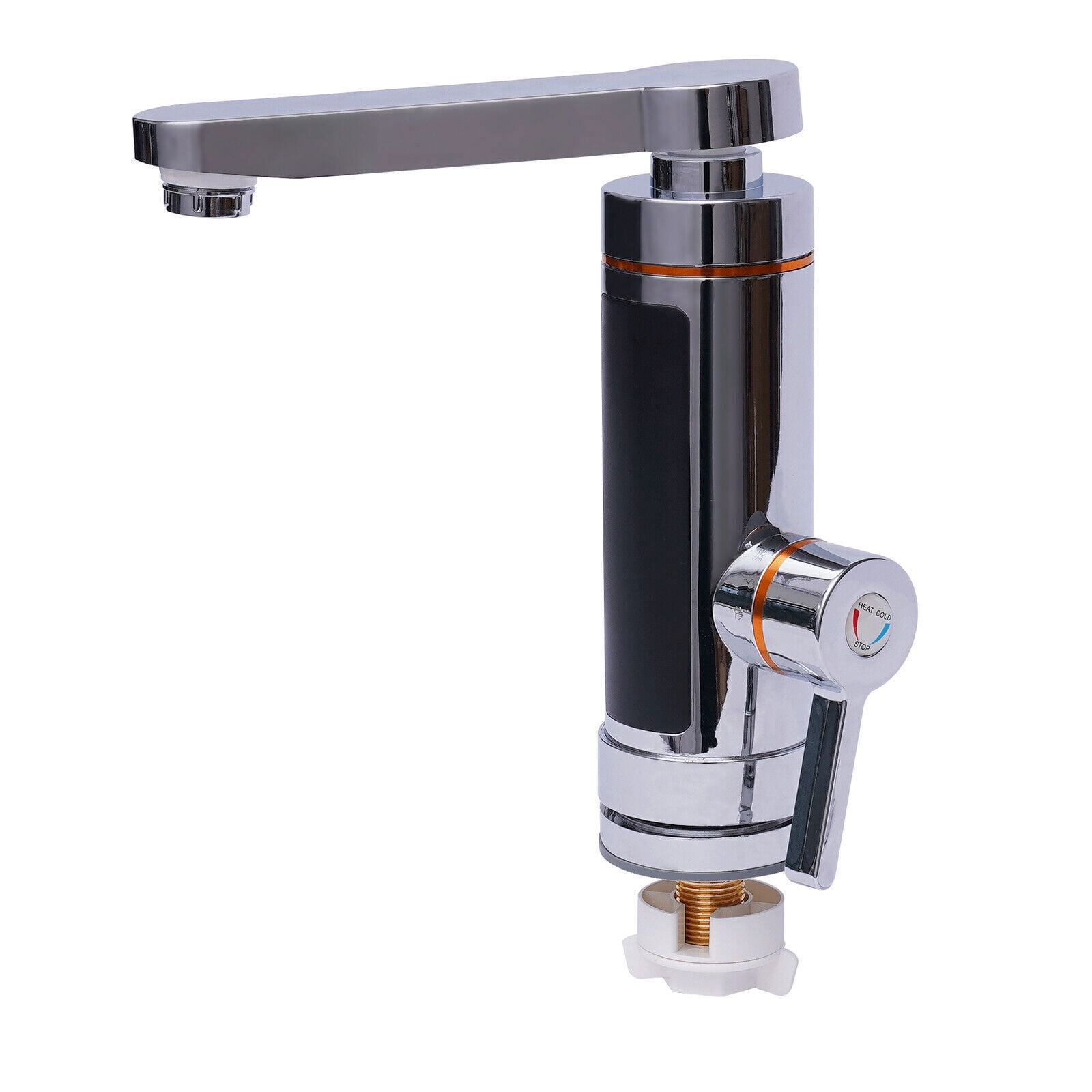 Electric Instant Hot Water Heater Shower Kitchen Tap Faucet Digital Display Silver 110V