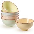 thumbnail image 1 of Ceramic Dessert Bowl Set of 6 - Small Porcelain Bowls for Rice, Snack, Ice Cream - Microwave and Dishwasher Safe - Assorted Candy Hue - 4.7 Inch - 10 OZ, 1 of 6