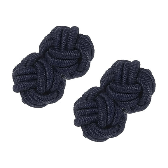 Uxcell Silk Knot Cufflinks, Elastic Fabric Shirt Cufflinks, Twist Knot Dress Accessories Cuff Link for Men, Women, Business, Gift, Wedding, Navy Blue