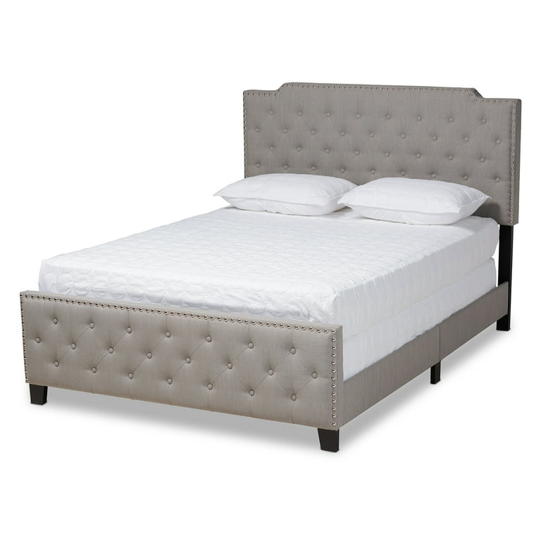 Baxton Studio Marion Modern Transitional Grey Fabric Upholstered Button Tufted Full Size Panel Bed Baxton Studio Marion Modern Transitional Grey Fabric Upholstered Button Tufted Full Size Panel Bed