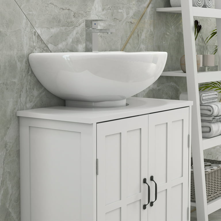 Bathroom Sink Cabinet, Pedestal Sink Cabinet with Adjustable Shelf, White 