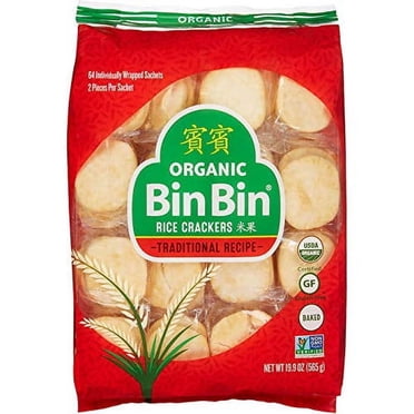 Organic Bin Bin Rice Crackers - AIS1 Certified Gluten Free and Non-Gmo