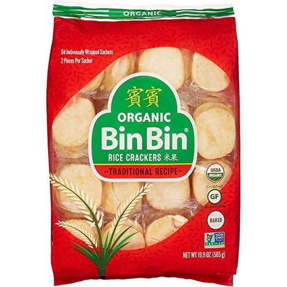 Organic Bin Bin Rice Crackers - AIS1 Certified Gluten Free and Non-Gmo