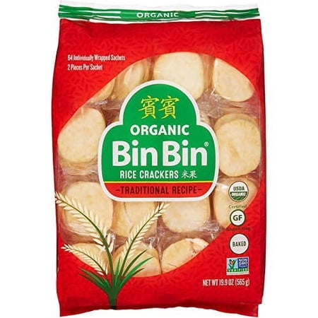 Organic Bin Bin Rice Crackers - AIS1 Certified Gluten-Free and Non-Gmo