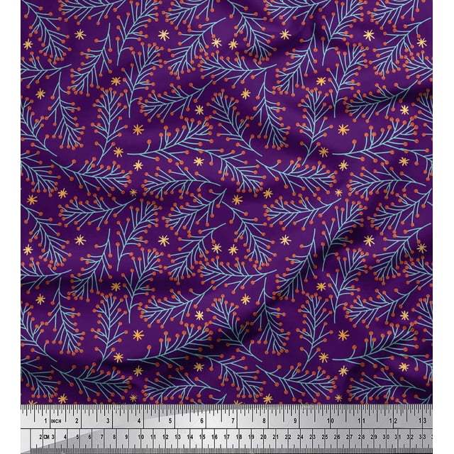 Soimoi Purple polyester Crepe Fabric Triangle Art Geometric Print Sewing Fabric Yard 52 Inch Wide