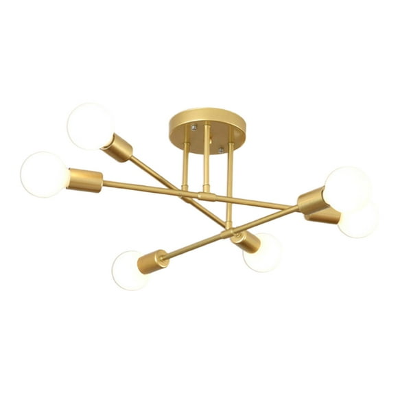 Lámpara de techo moderna con acabado en negro aspecto retro, 6 luces Oro 1 Zulema  Araña Sputnik