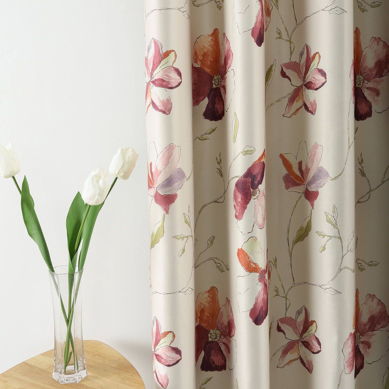 VOGOL Blackout Curtains, Floral Blossoming Window Curtain Grommet Room Darkening Curtain Panels Drapes for Bedroom Dining Room Hotel Hom Office, 52x96, 2 Panels, Purple
