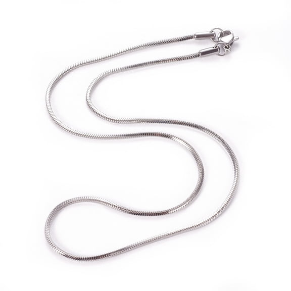 304 Stainless Steel 10 pc Non-Tarnish 304 Stainless Steel Snake Chain Necklaces with Lobster Claw Clasps Stainless Steel color 15.7 inch(40cm) 1.5mm 1.5mm