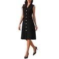 thumbnail image 2 of INSPIRE CHIC Women's Sleeveless Blazer Dress Collared Button Down Business Work A Line Dresses S Black, 2 of 5