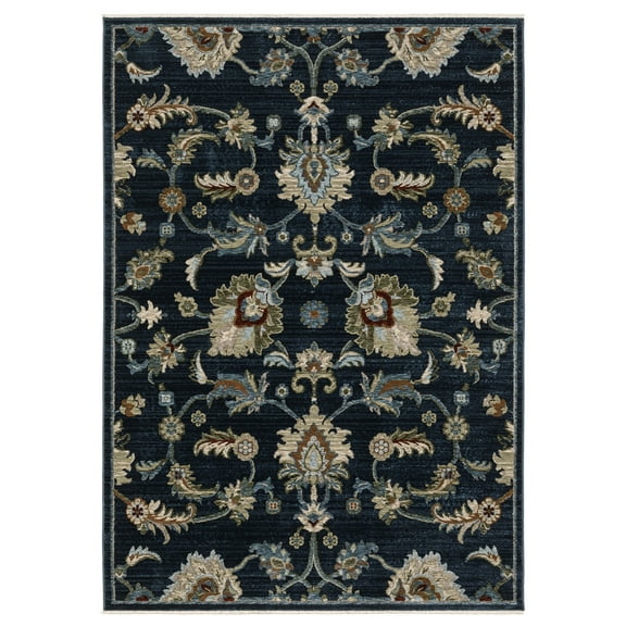 Woven Trends Aprilla Area Rug - CAP05-3'10" X 5' 5" - in Blue - Vintage Inspired, Stain Resistant, Family and Pet Friendly, Low Pile, Entryway, and Hallway Area Rug