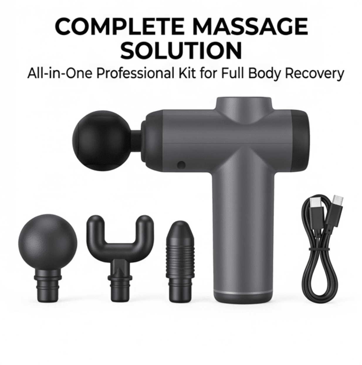 Deep Tissue Massage Gun, Percussion Muscle Massager for Athletes, Handheld Fascia Gun with 6 Speeds & 4 Heads for Back Neck Pain Relief.