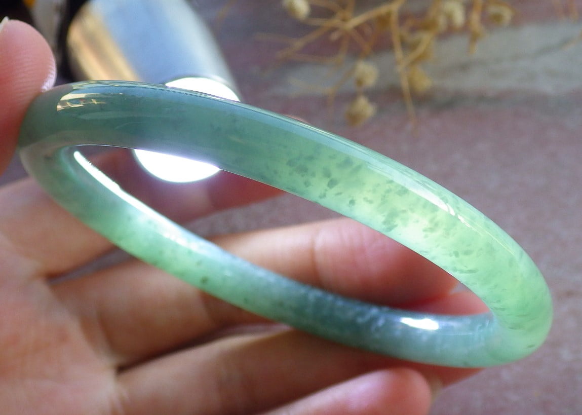 Icy Green Natural A JADE Jadeite Circle Bangle Bracelet 58 mm 685151 TN