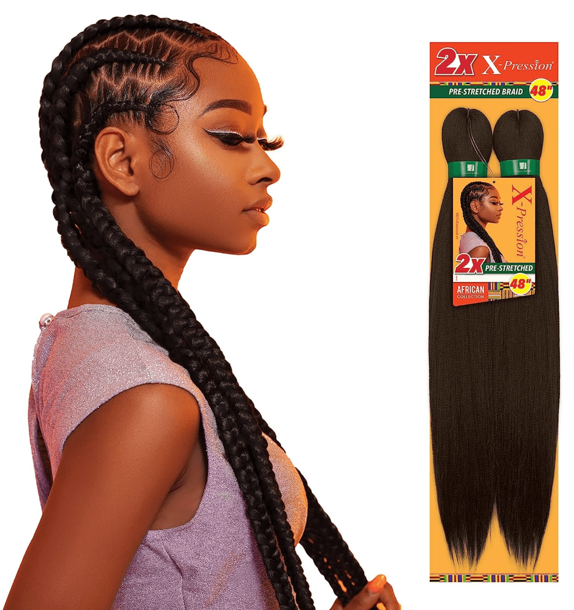 2X 48 Inch Sensationnel X-pression Pre-Stretched Braiding Hair