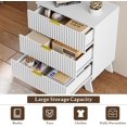 thumbnail image 3 of 3 Drawer Dresser for Bedroom, Small Fluted Dresser Chest of Drawers, Mid Century Modern Nightstand with 3 Drawer, Farmhouse Wood End Table for Bedroom, Closet, Entryway, White, 3 of 12