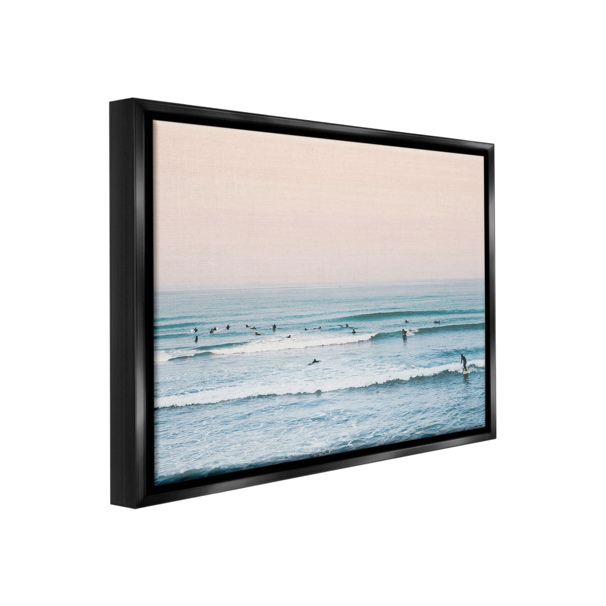 Stupell Industries Pastel Surfer Scene Sports Photography Black Floater Framed Canvas Art Print Wall Art, 21 x 17