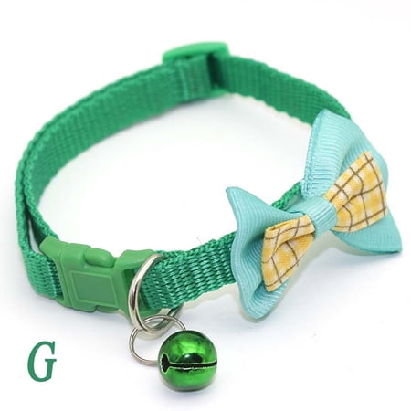 Lovely Adjustable For Puppy Kitten Cat Tie Bowknot Plaid Pet Collar Pet Supplies Cat Collar Cat Necklace GREEN