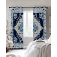 thumbnail image 2 of Blackout Curtains for Bedroom, Vintage Ethnic Room Darkening Window Drapes for Living Room, Boho Tribes Modern Blue Middle Century Thermal Insulated Grommet Curtains, 42x63 inch, 2 Panels, 2 of 9