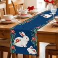 thumbnail image 5 of Navy Blue Cute Bunnies Table Runner 48 Inches, Farmhouse Rustic Floral Botanical Bed Runner Dresser Scarves Tabletop for Indoor Outdoor Parties/Ceremony/Banquet, 13" x 48", 5 of 9