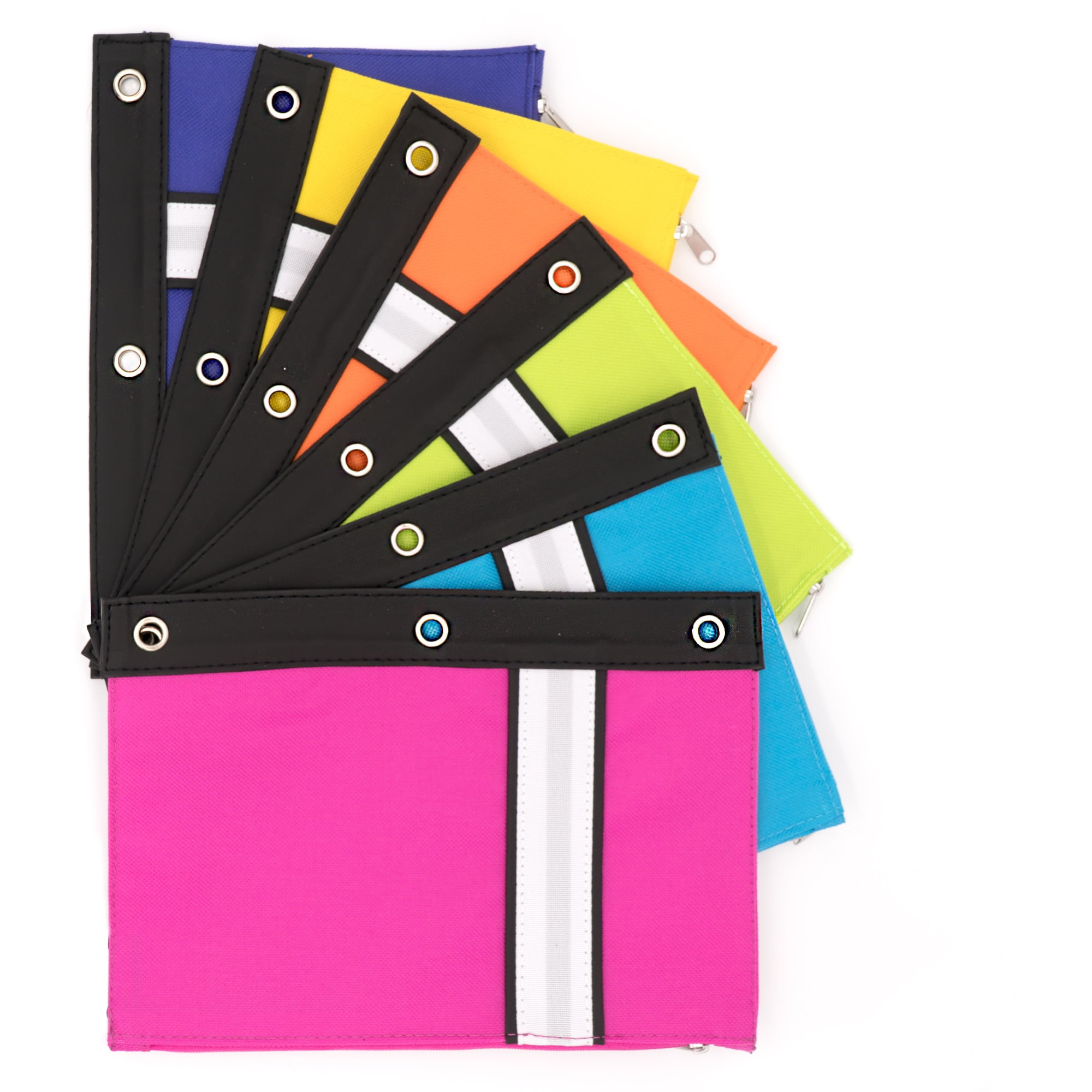 6PK 3Ring Pencil PouchesBright Color Pencil Pouch for 3Ring Binder