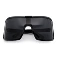 thumbnail image 1 of Fancy Large Oversized Curved Panel Monoblock Shield Sport Plastic Sunglasses All Black, 1 of 7