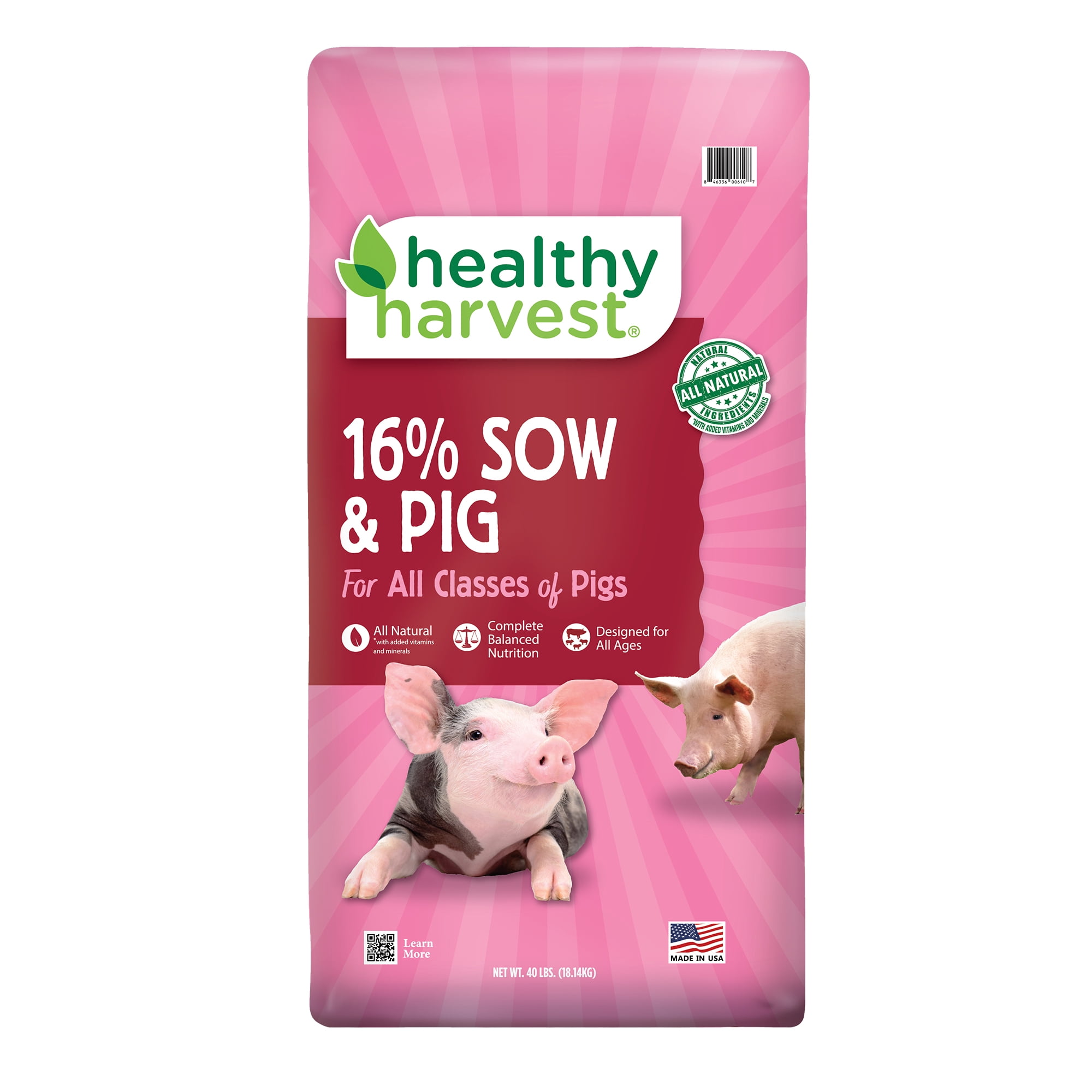(3 pack) Healthy Harvest 16% Sow & Pig Pellet Feed, 40 lb Bag