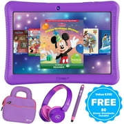 Contixo 10" Kids Tablet Bundle, 80 FREE Disney eBooks, Bluetooth Headphones, Case, Stylus, 32GB, Parental Controls, Tablet for kids 3-7 - Purple