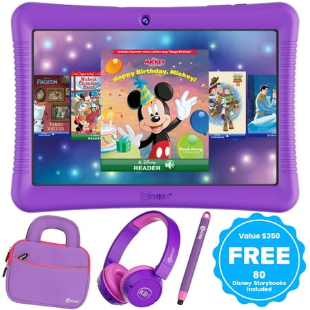 Contixo 10" Kids Tablet Bundle, 80 FREE Disney eBooks, Bluetooth Headphones, Case, Stylus, 32GB, Parental Controls, Tablet for kids 3-7 - Purple