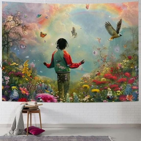 Shiartex Rapper Tapestry Chief Keef in The Garden of Eden Tapestry, Wall Hanging, Funny College Room Hostel Decorations Bedroom Living Room Dorm Decor  Painting